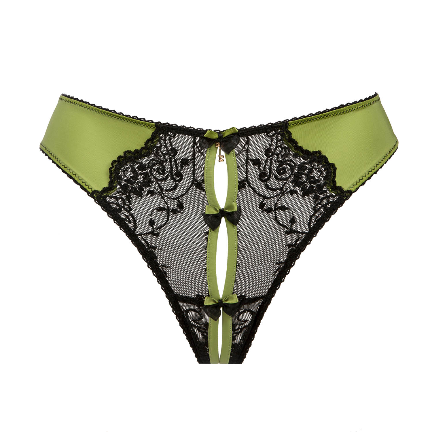 Escora Luxus Celina String Ouvert in Schwarz-Kiwi