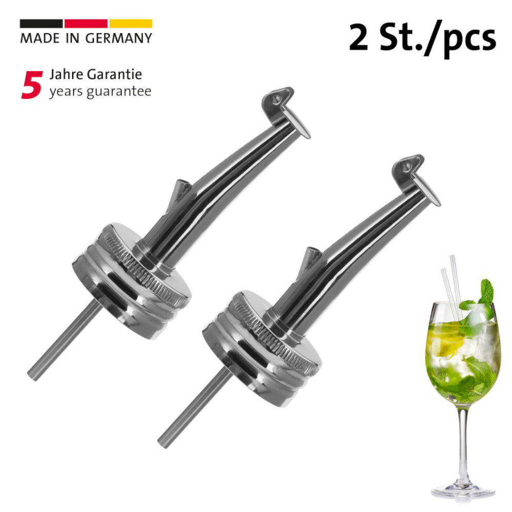 2 Ausgießer 'Inox Gastro' - Schraubkappe 28 mm - Metallklappe