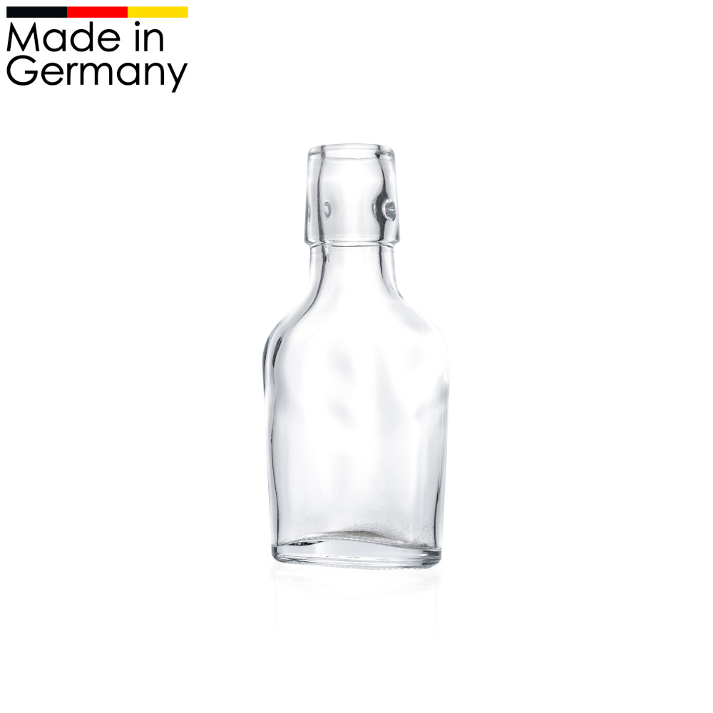 Taschenflasche 100 ml flach Bügelverschlussmündung