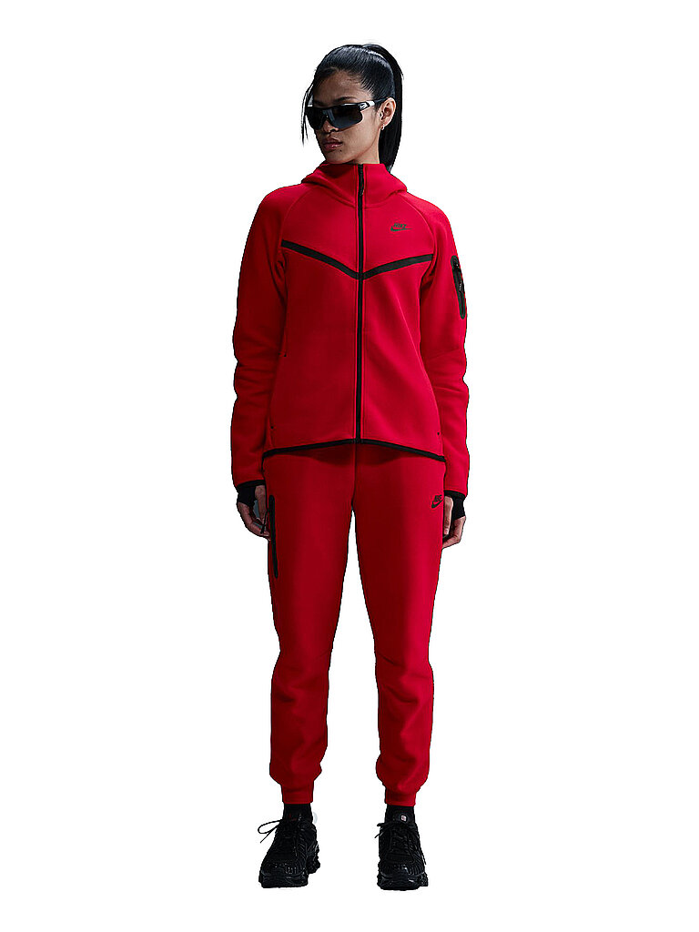 NIKE Damen Fleecejacke Tech FLC Hoodie rot | L