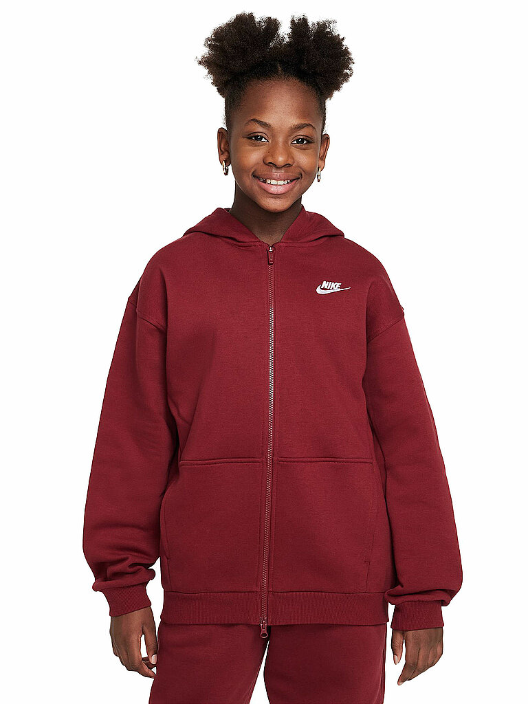 NIKE Mädchen Kapuzenjacke Sportswear Club Fleece dunkelrot | XS