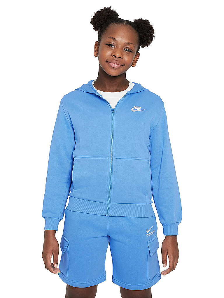 NIKE Kinder Kapuzenjacke NSW Club French Terry hellblau | 128-140
