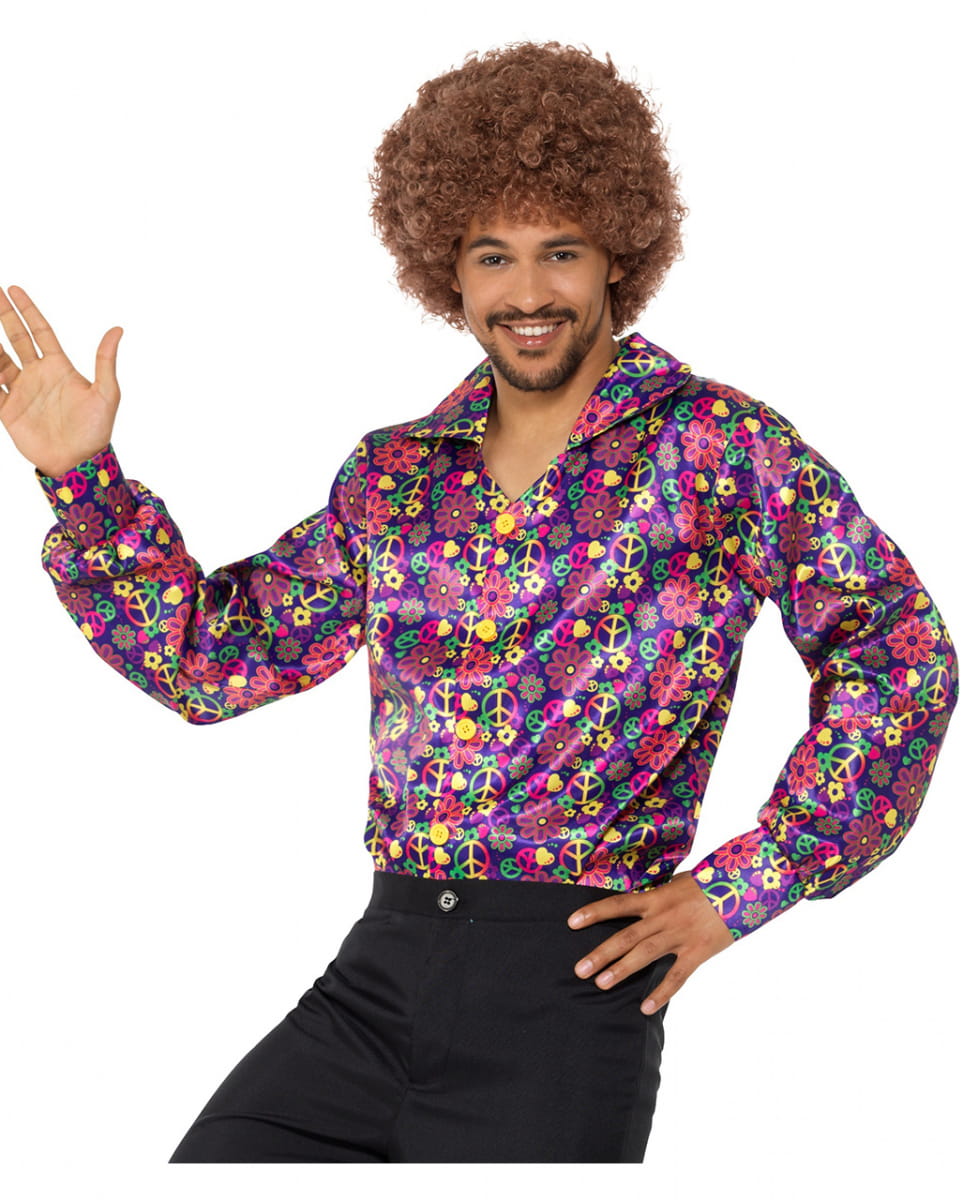 60er Jahre Peace Hemd bunt M