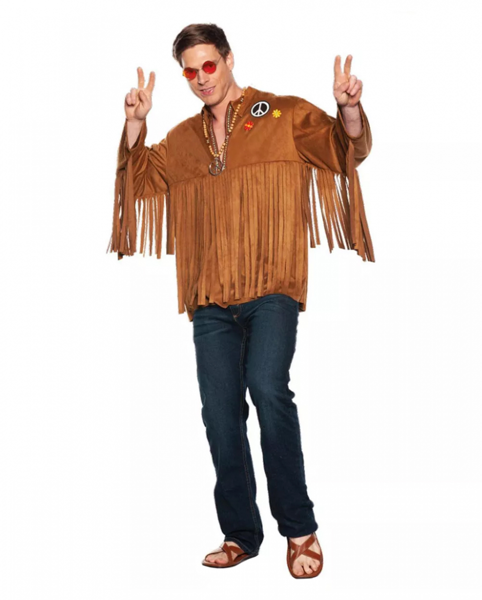 70er Jahre Hippie Fransen Shirt One Size