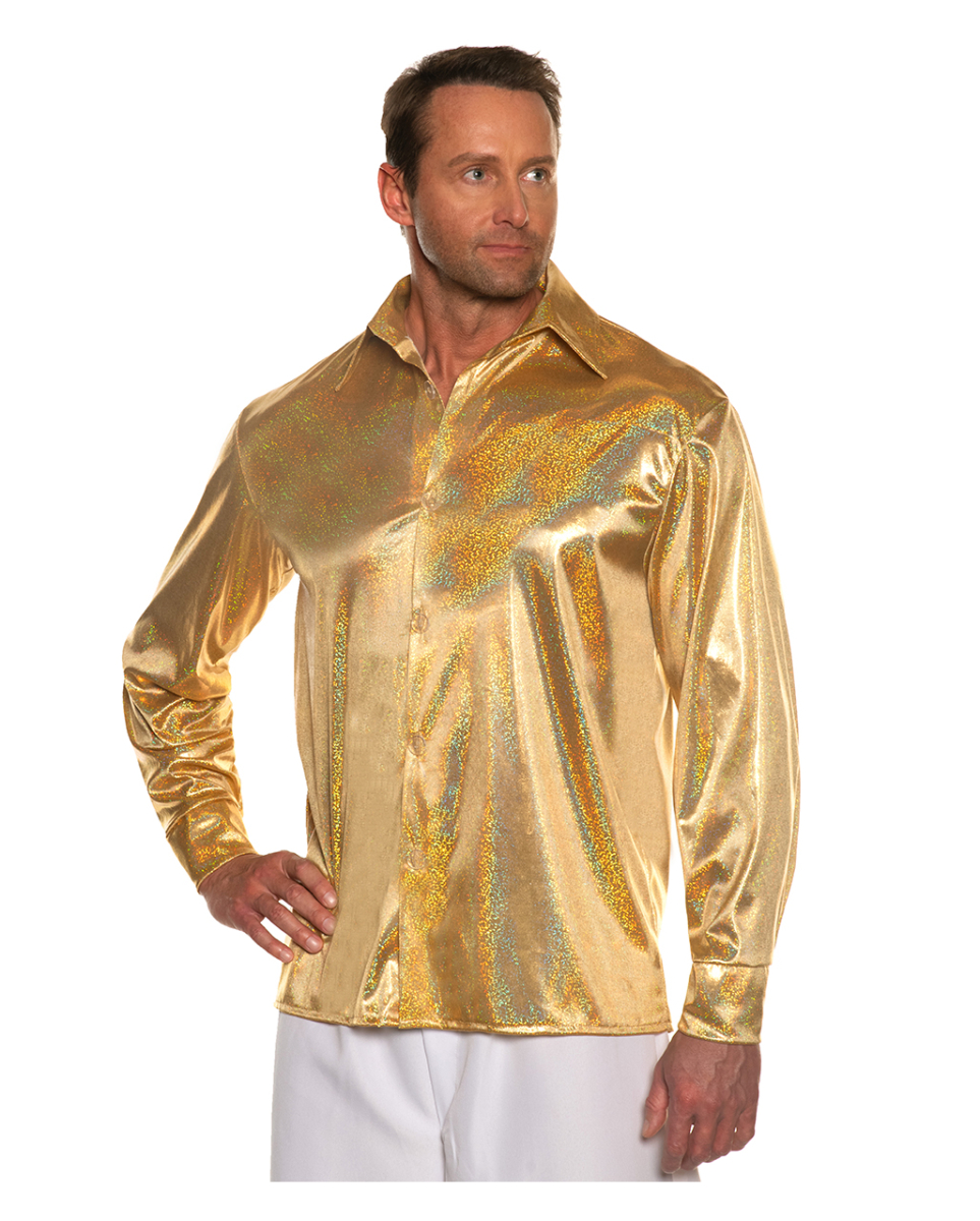 70s Gold Metallic Disco Hemd One Size