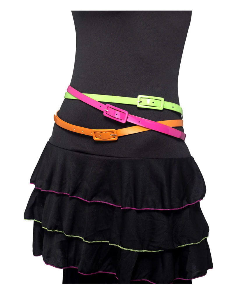 80er Jahre Neon Gürtel 3er Set