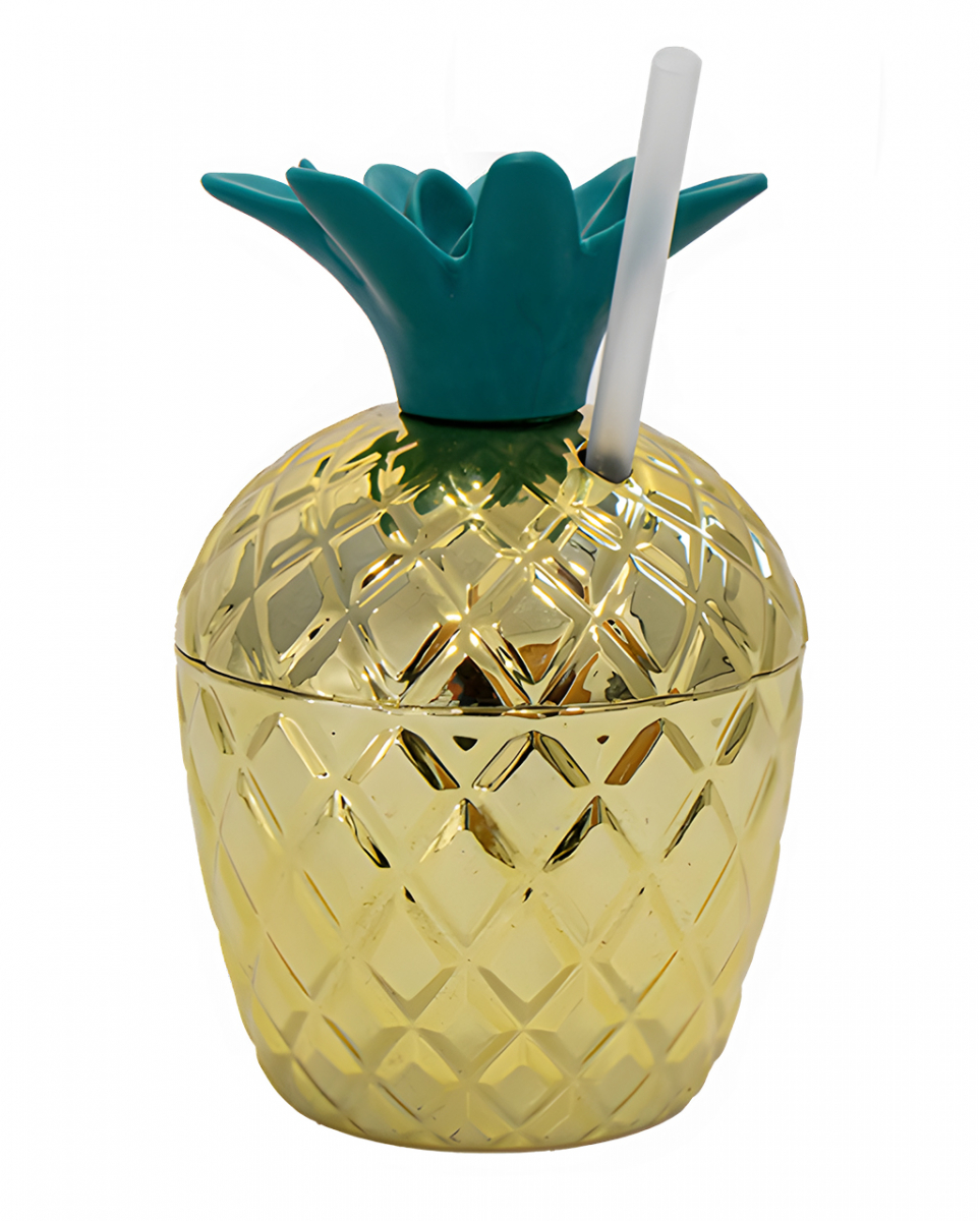 Ananas Party Cocktailbecher mit Strohhalm 250ml