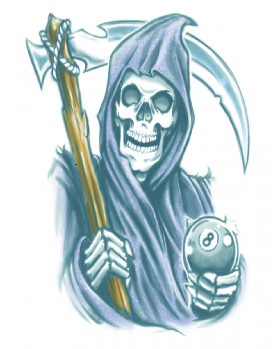 Biker Klebetattoo Sensenmann