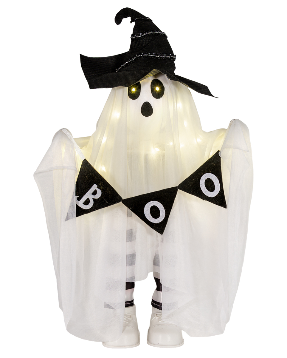 BOO Geist mit Hexenhut & LED 53cm