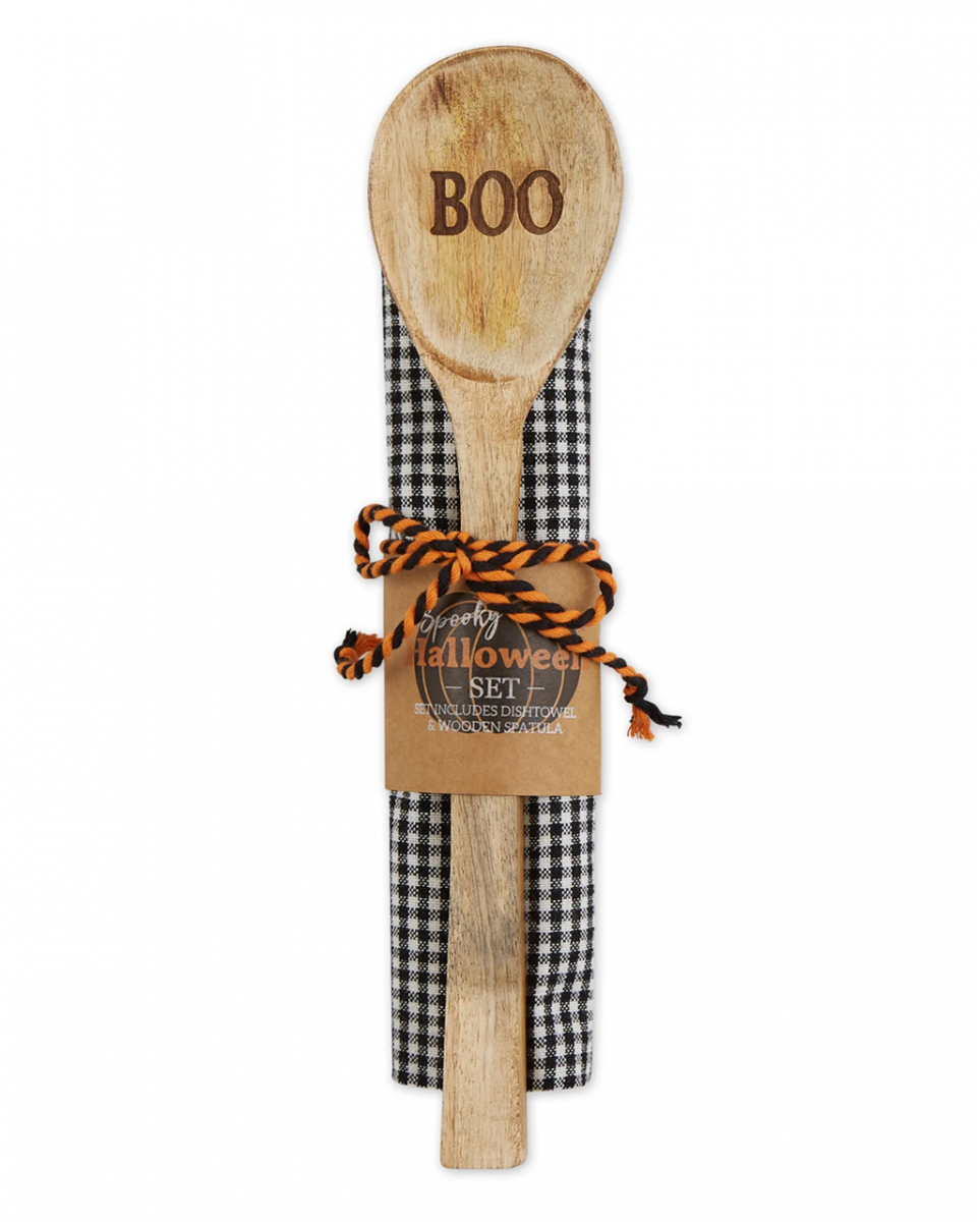 'Boo' Holzlöffel & Geschirrtuch Set