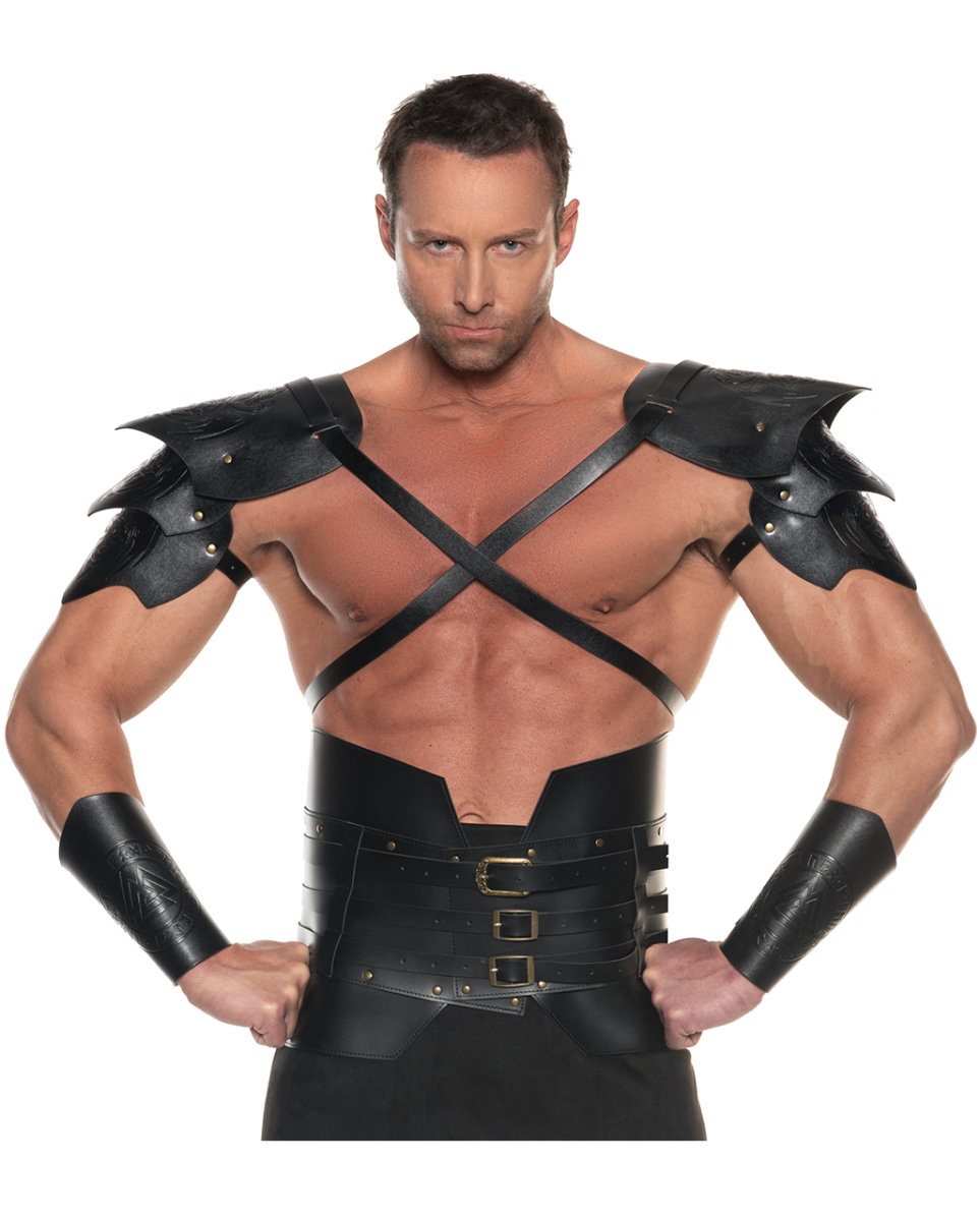 Drachen Krieger Schulterpanzer Set Schwarz