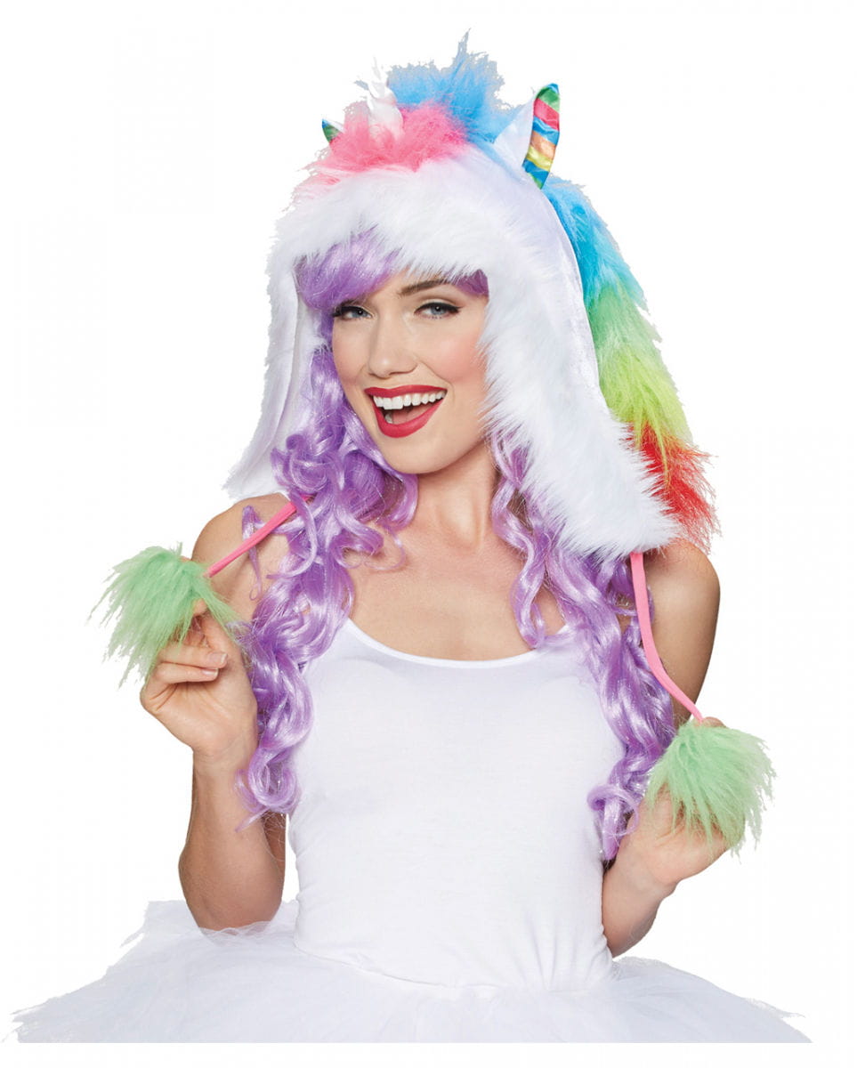 Einhorn Kapuze mit Pom Poms