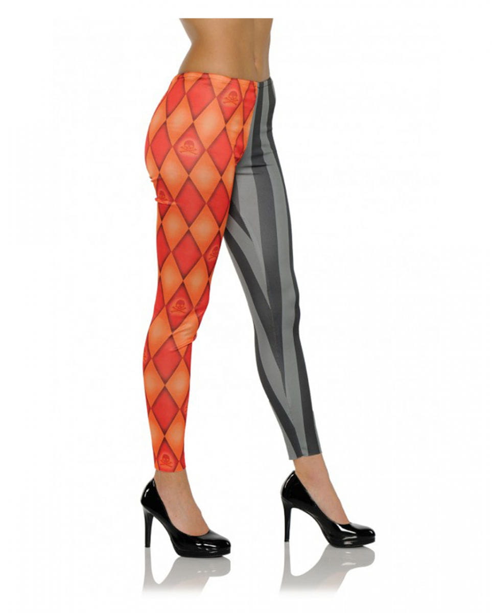 Harlekin Kostüm Leggings rot-schwarz S/M