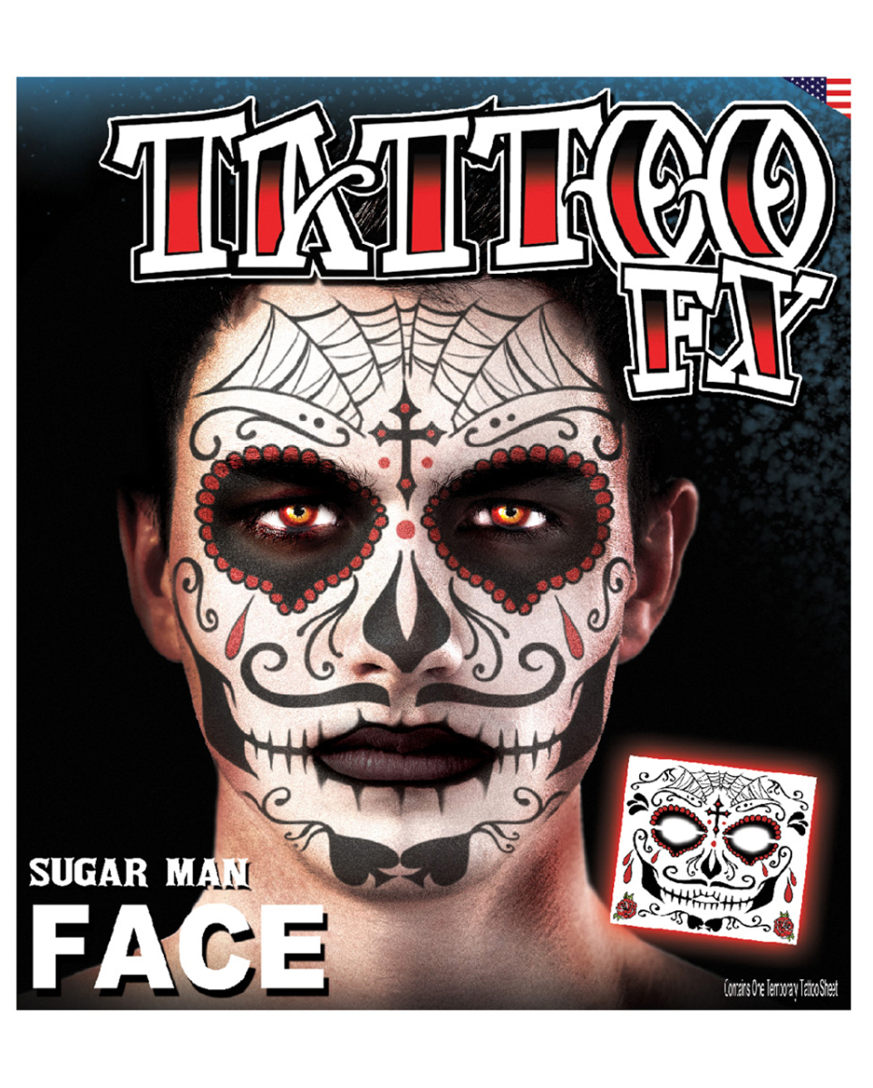 Face Tattoo Sugar Skull männlich