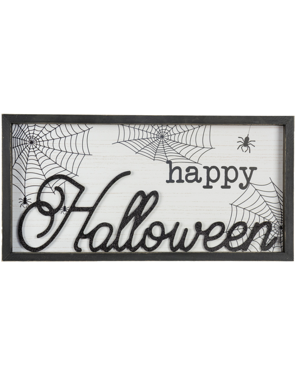 Geprägtes Happy Halloween Bild mit Holzrahmen 60x30cm