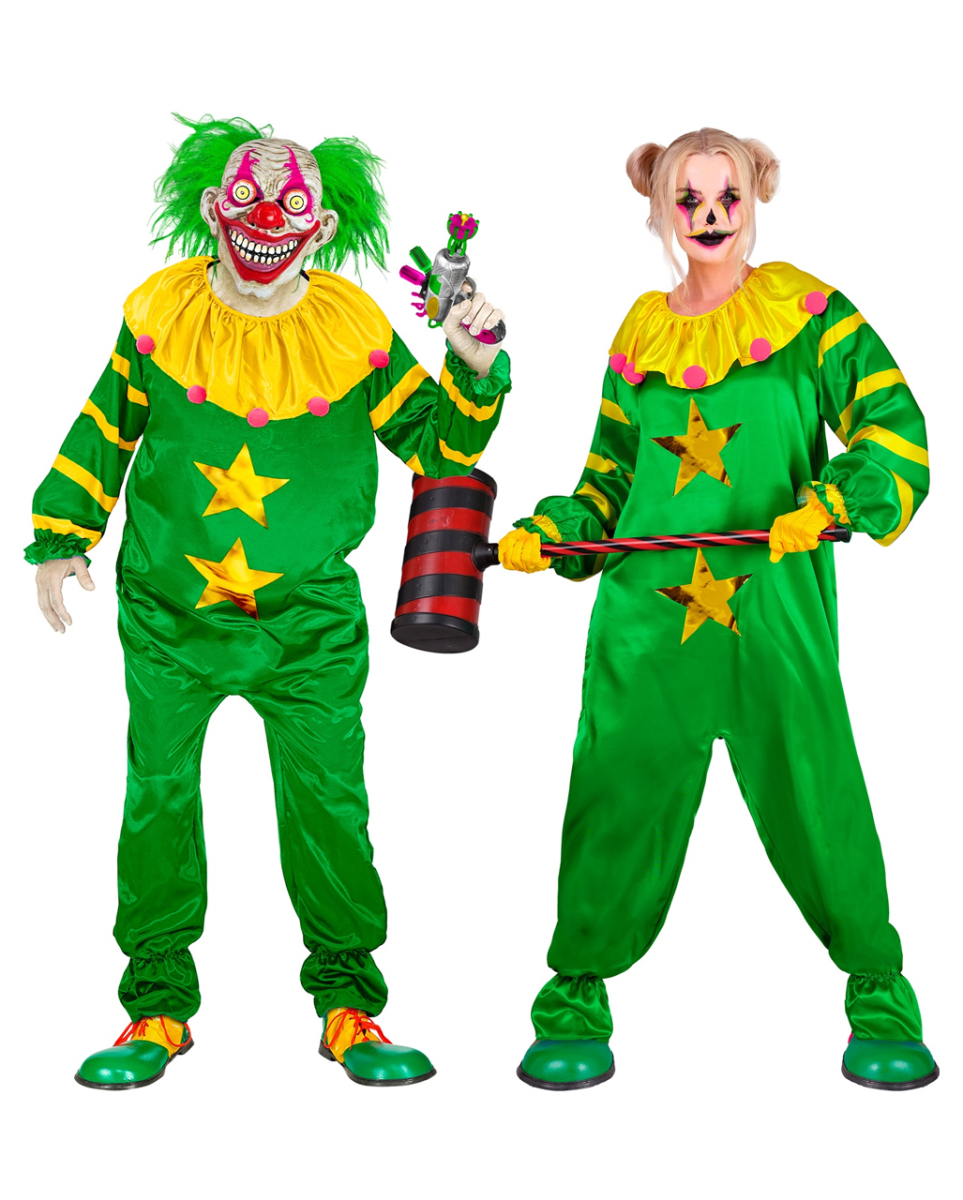 Giftgrünes Horrorclown Kostüm S