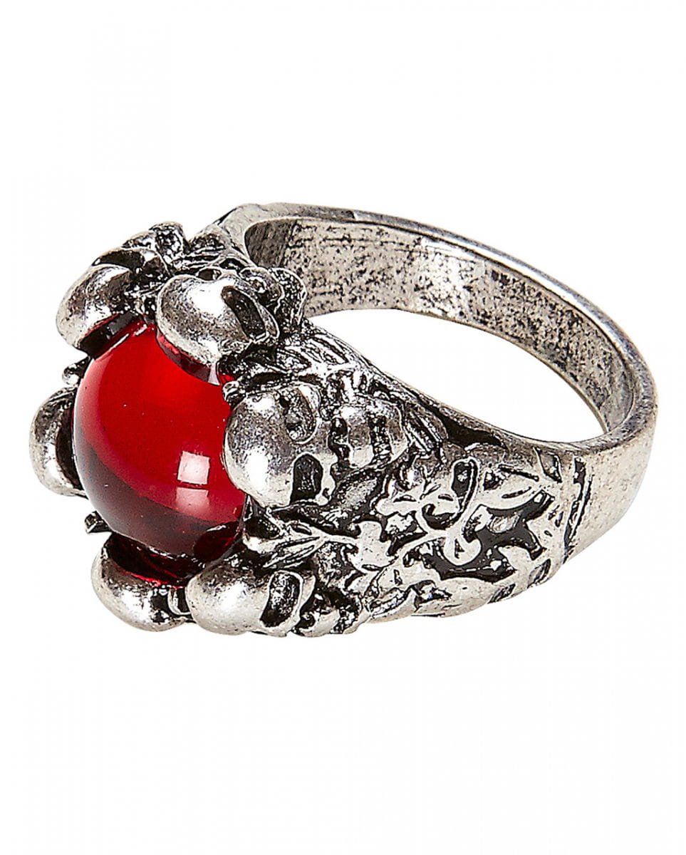 Gothic Ring mit Stein und Totenschädel