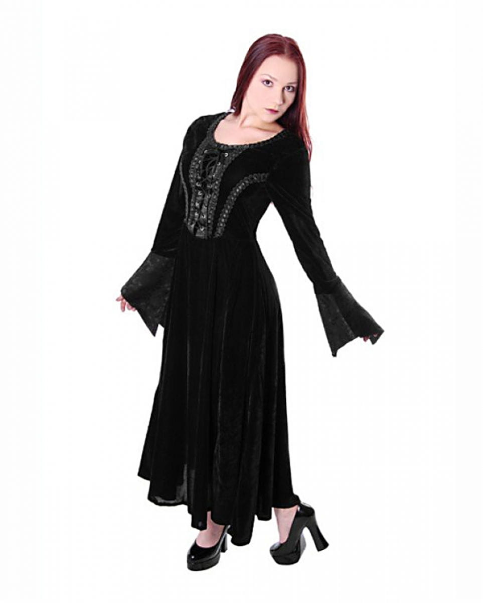 Gothic Mittelalter Kleid Samt Schwarz S
