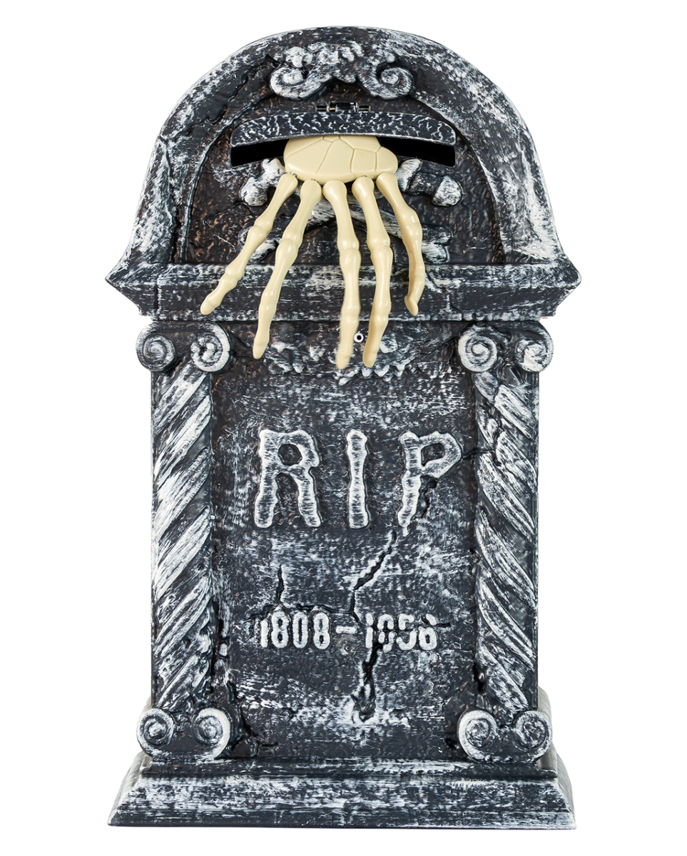 Halloween Grabstein mit Herausspringender Skeletthand 43cm
