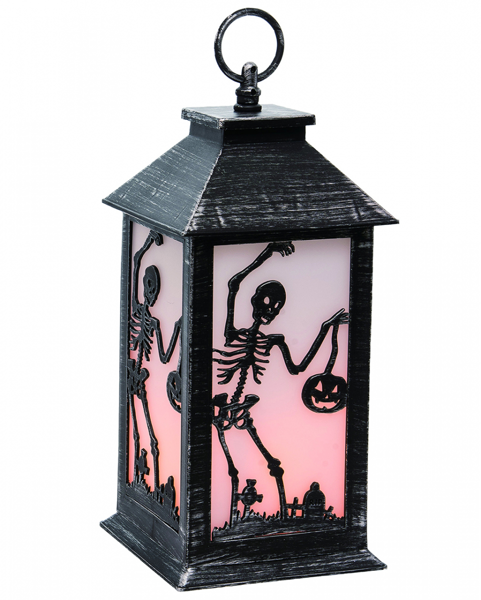 Halloween Laterne mit Scherenschnitt Skelett