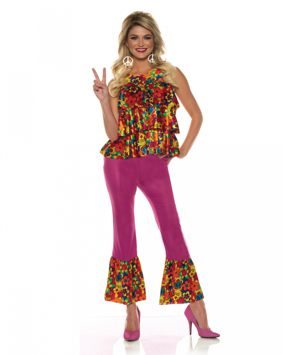 Hippie Girl Kostüm mit Schlaghose XL