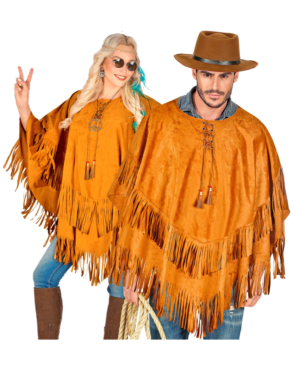 Hippie Poncho mit Fransen
