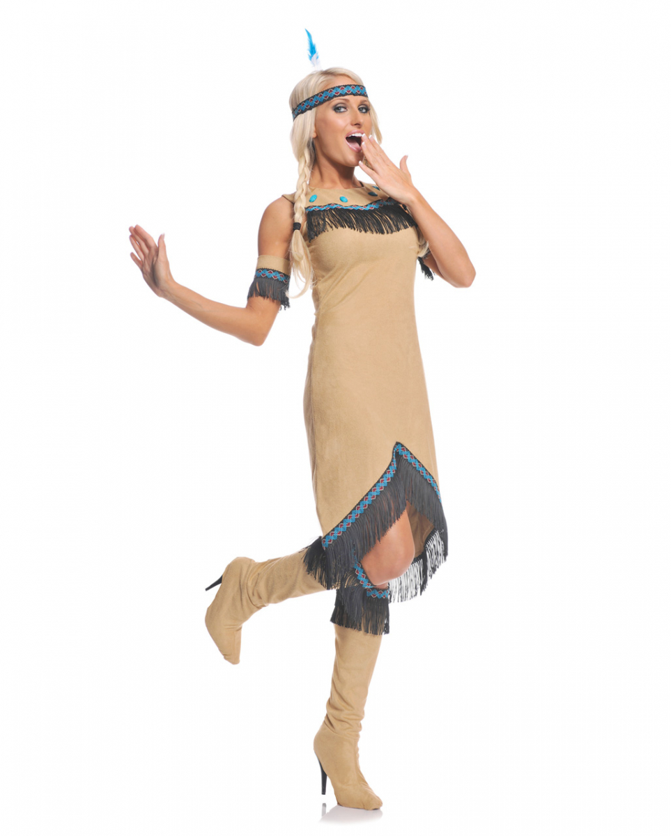 Indianer Maid Damenkostüm mit Fransen S