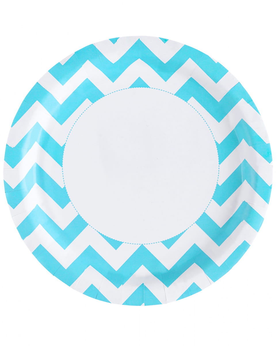 Karibik Blaue Zick-Zack Pappteller 8 St.