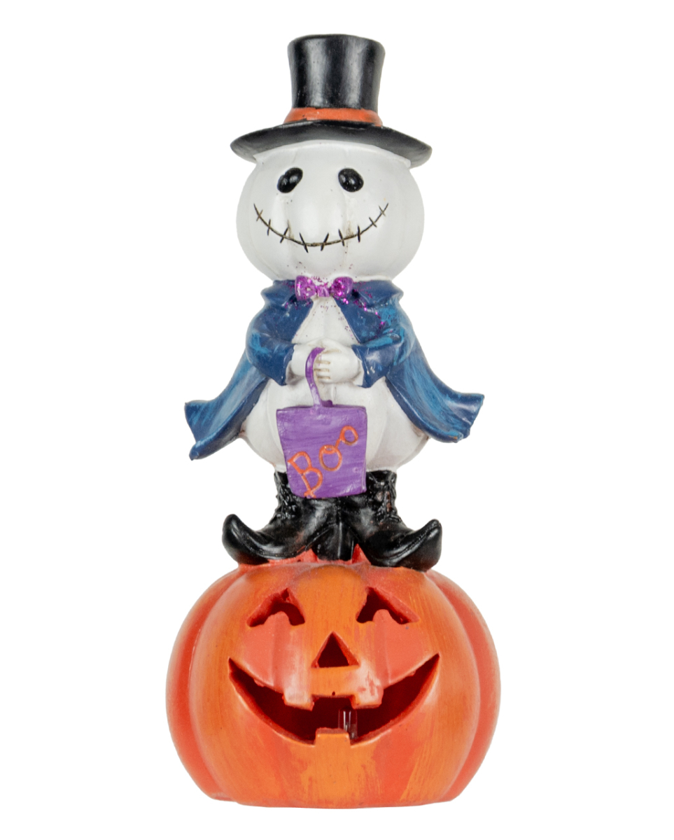 Kürbis Gentleman auf Jack O'Lantern Dekofigur mit LED 19cm