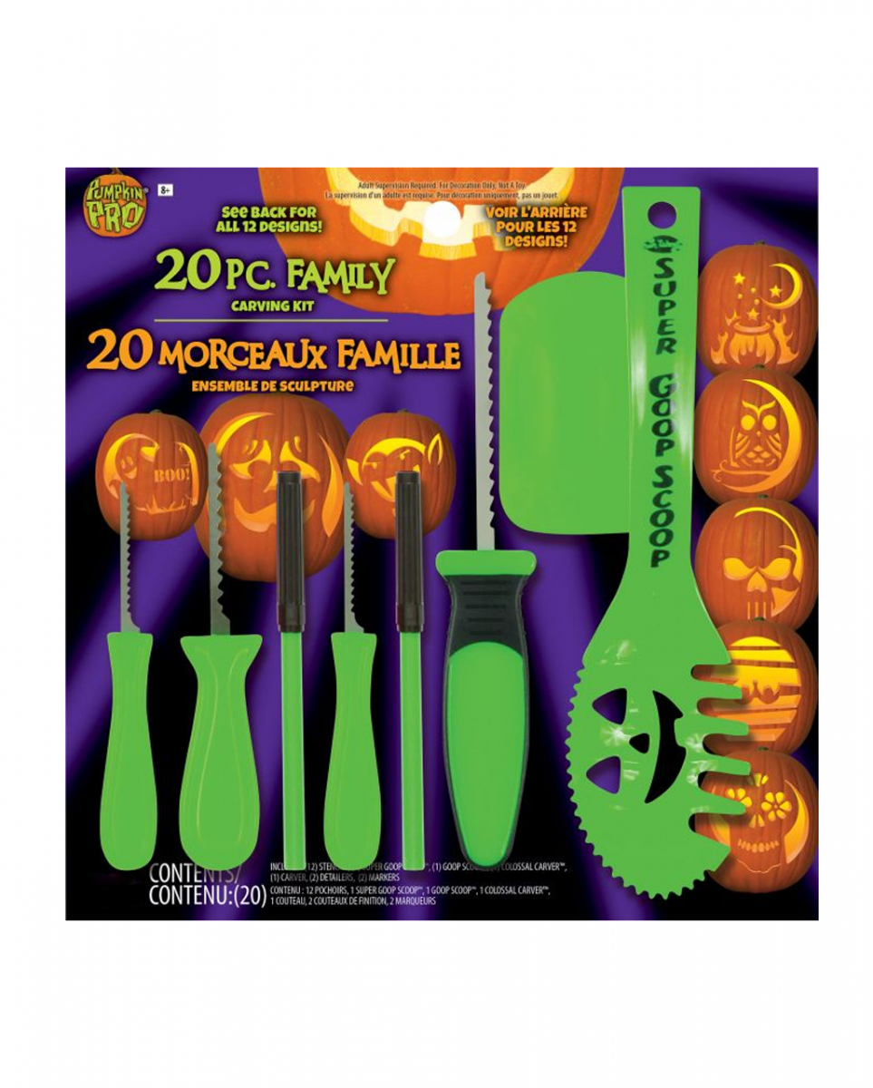 20-tlg. Kürbis Schnitz Set mit Schablonen