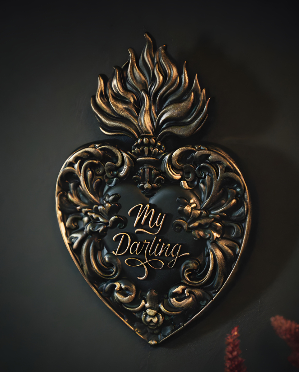 My Darling Heart Wandtafel Schwarz-Gold 19,5cm