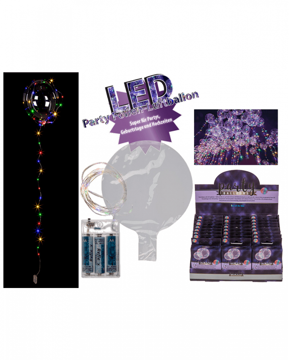 Party Ballon mit Lichterkette bunt