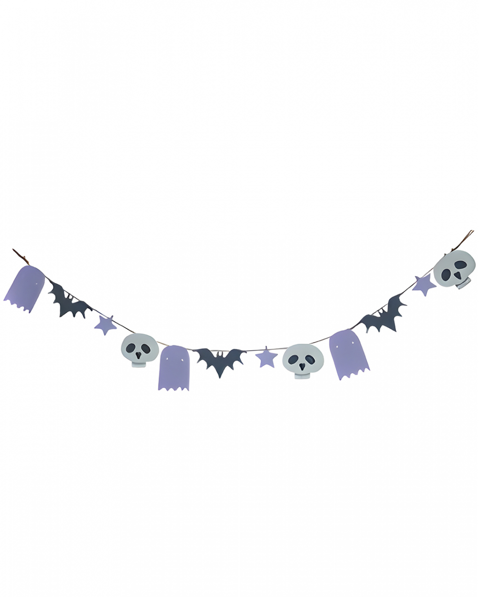 Pastell Halloween Motiv Girlande aus Holz 110cm
