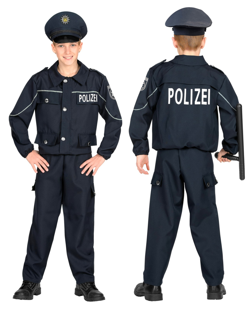 Streifenpolizist Kostüm für Kinder Blau XL / 11-13 Jahre
