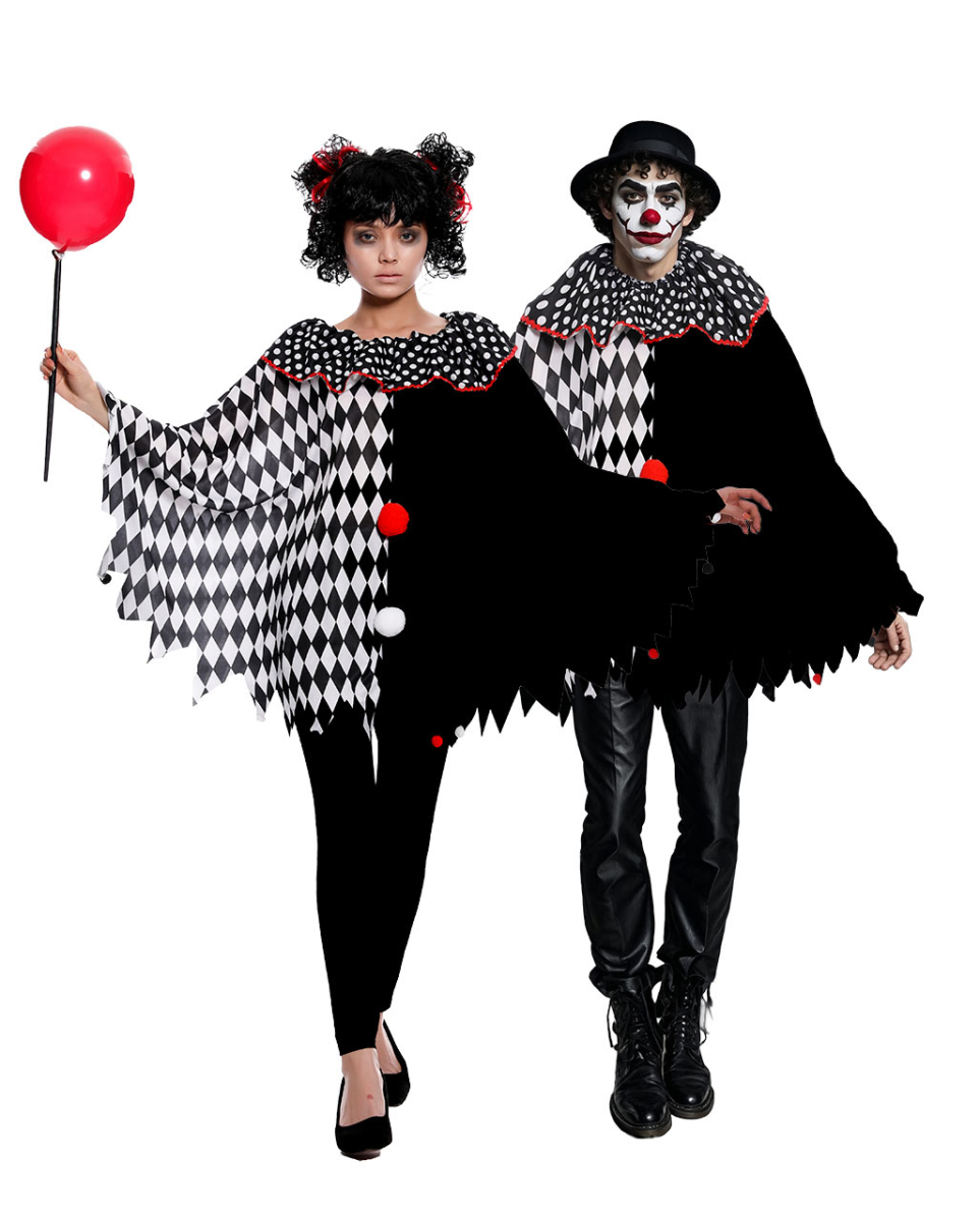 Schwarz Weißer Clowns Poncho One Size