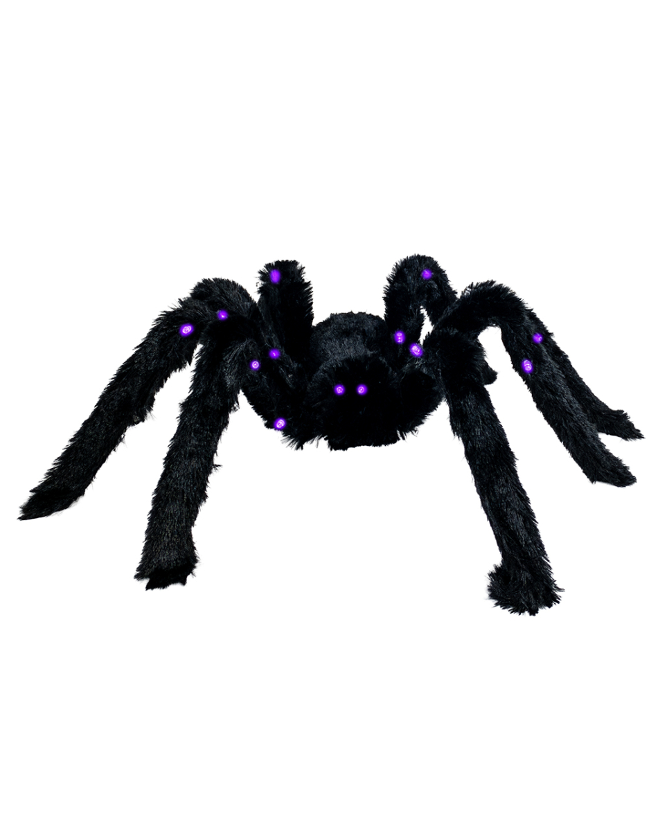 Schwarze Haarige Spinne mit LED Beleuchtung 65cm