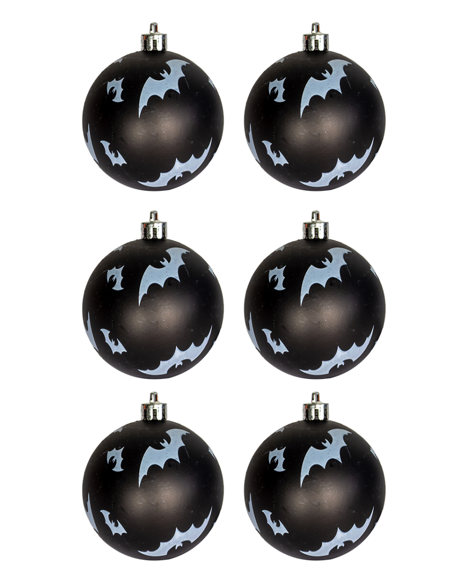 Schwarze Weihnachtskugeln mit Fledermäusen Ø 6cm