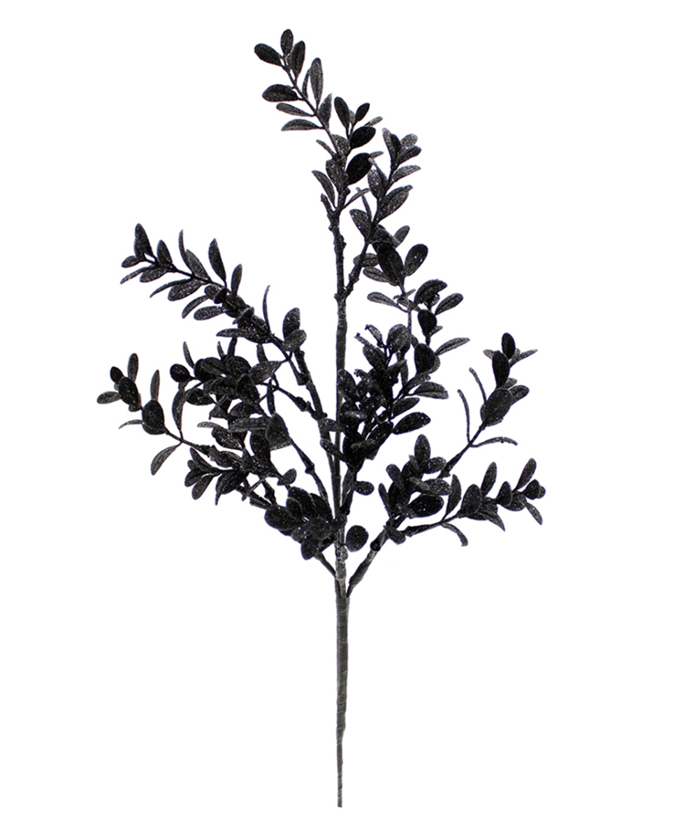 Schwarzer Gothic Deko Zweig mit Blättern 40cm