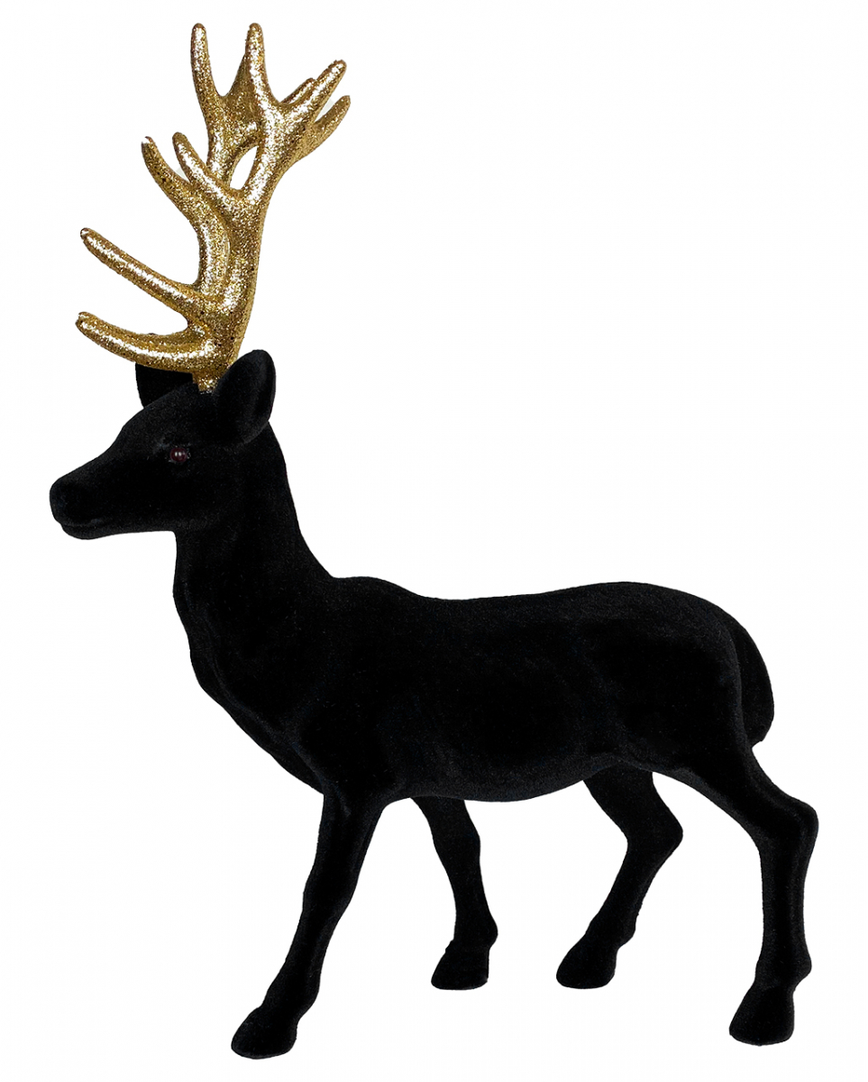 Schwarzer Hirsch Samt beflockt 38cm