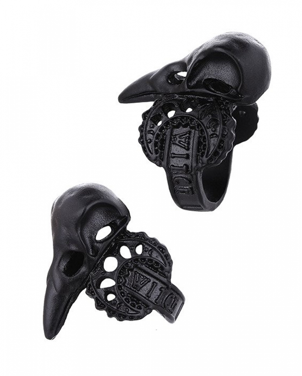 Schwarzer Rabenschädel Ring 17