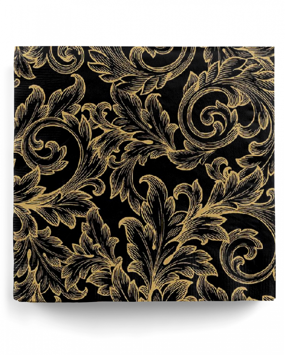 Servietten Gothic Baroque Schwarz-Gold 20 St.