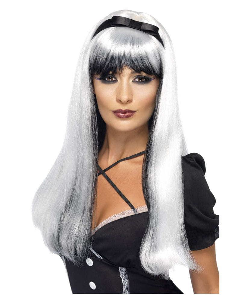Cosplay Hexe Perücke silber/schwarz