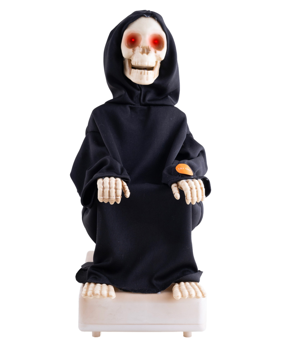 Skelett auf Toilette mit Licht, Sound & Bewegung 35cm