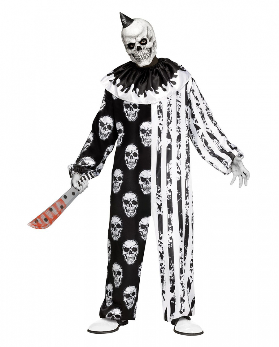 Skelett Horror Clown Kostüm mit Maske Einheitsgröße (M/L)