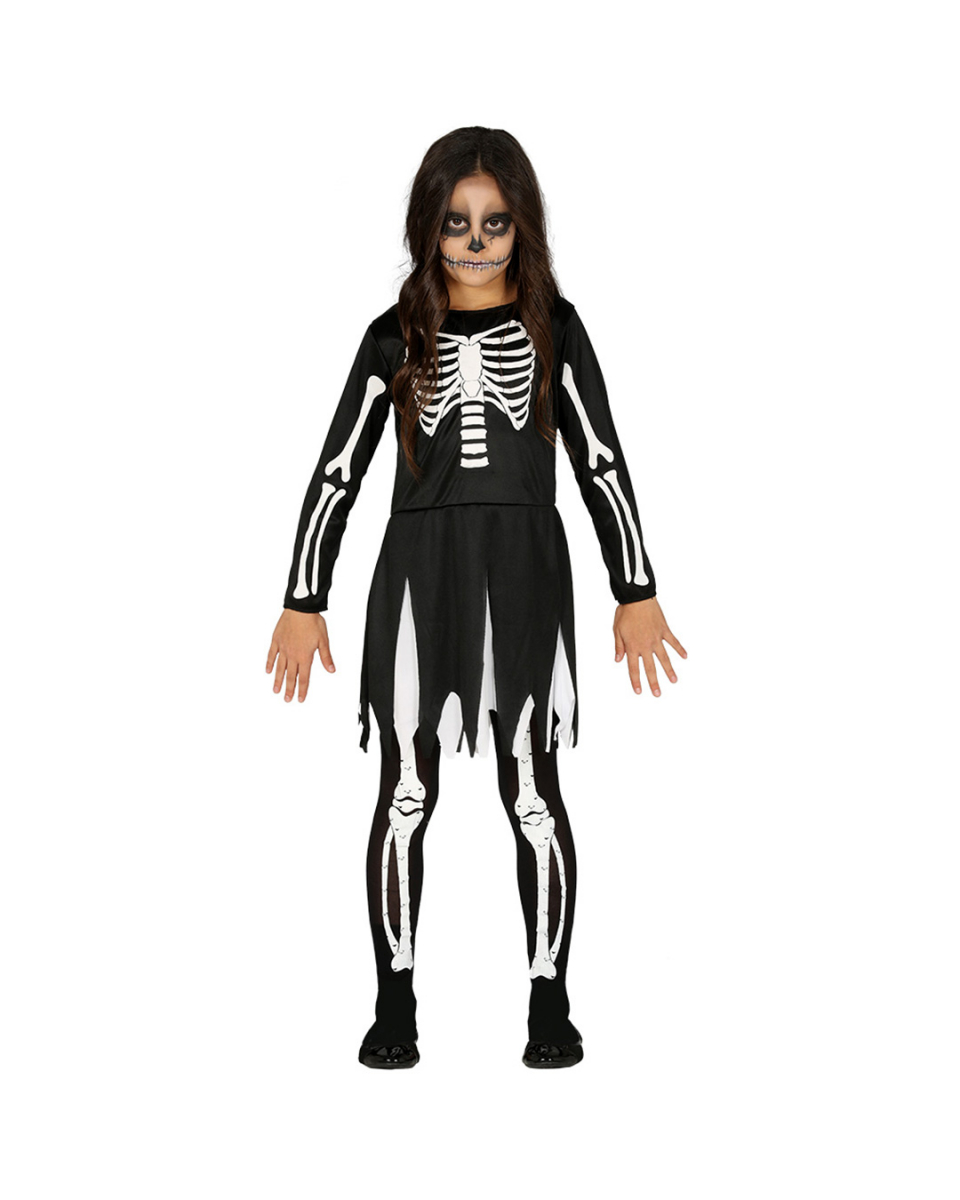 Skelett Mädchen Halloween Kostüm für Kinder XL / 10-12 Jahre