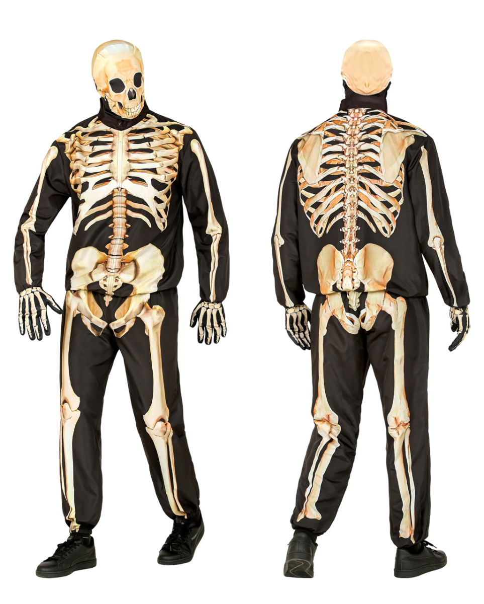 Skelett Sofortkostüm mit Maske & Handschuhe M
