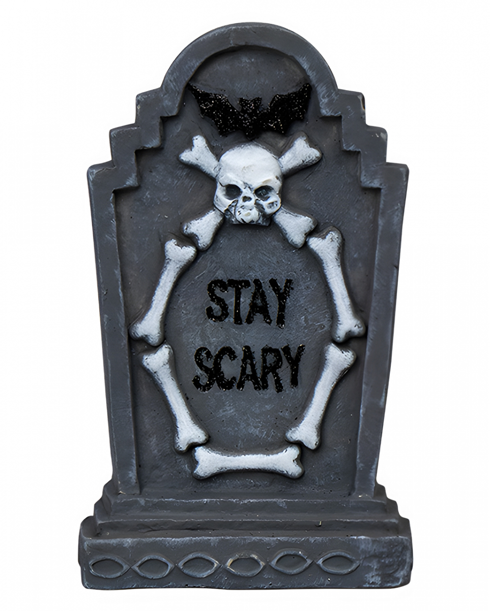 Stay Scary Deko Grabstein mit Fledermaus 14,5cm