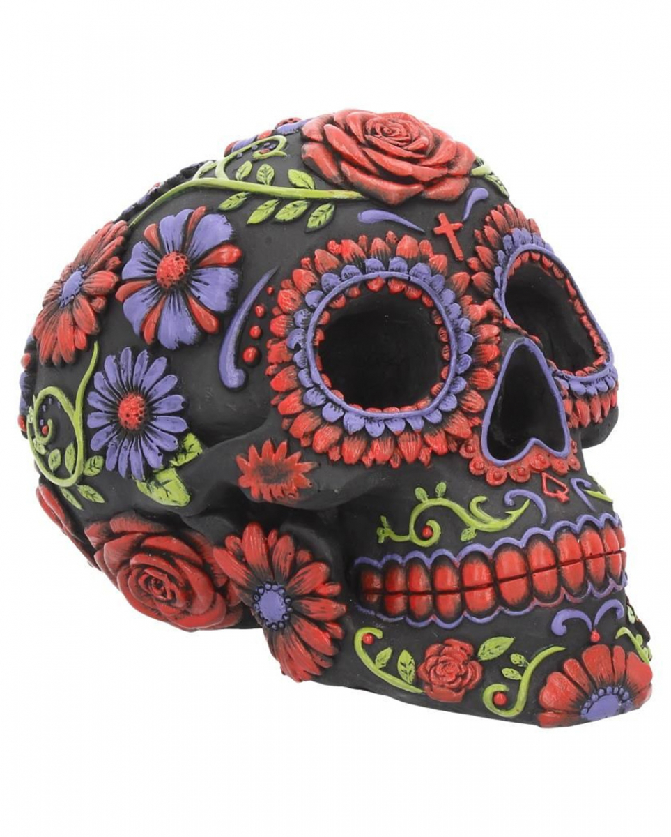 Sugar Skull mit Blüten Ornament
