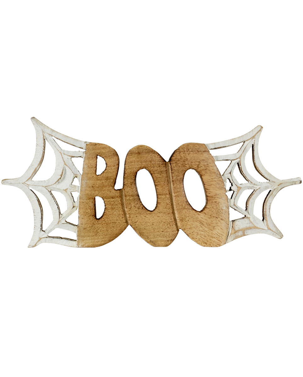 Urbane 'Boo' Tischdekoration mit Spinnennetz aus Holz 25cm