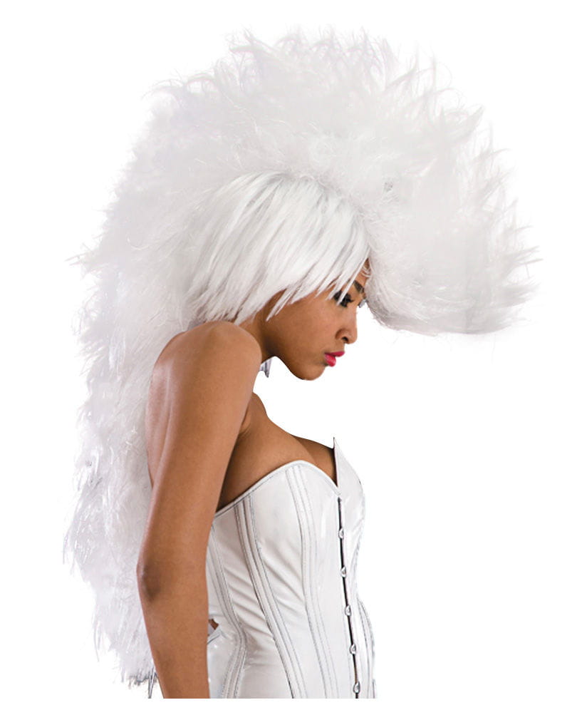 Lange Punk Perücke weiß